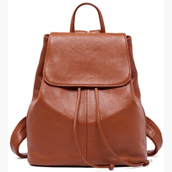 Full-Grain Leather Backpack Purse, Structured Minimal Design, Work Commuter main image 5